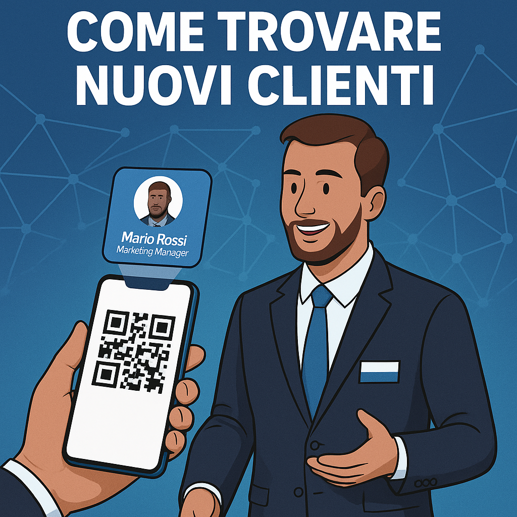 Come trovare nuovi clienti: Card digitali Nel mercato sempre più competitivo di oggi, intercettare nuovi prospect e convertirli in clienti è una sfida chiave per ogni imprenditore. Scopriamo le principali forme di marketing per far crescere la tua base clienti, con un focus finale sui biglietti da visita digitali come strumento innovativo per catturare lead in modo elegante e di impatto. 1. Definisci il tuo pubblico e la buyer persona Prima di ogni campagna, è fondamentale sapere chi vuoi raggiungere. Analisi demografica: età, settore, ruolo aziendale. Interessi e pain points: quali problemi risolve il tuo prodotto/servizio? Canali di informazione: dove si informa il tuo target (blog, social, newsletter)? Questa fase ti aiuta a ottimizzare budget e messaggi, rendendo ogni azione di marketing più efficace. 2. Content marketing e SEO Il content marketing è tra le leve più potenti per attrarre lead: Il 60 % dei marketer conferma che il content marketing genera domanda e lead qualificati. Il 70 % lo utilizza per educare il pubblico, creando fiducia nel brand. Abbinare contenuti di valore a ottimizzazione SEO ti garantisce visibilità organica e lead “caldi” nel lungo termine. 3. Social media e influencer marketing I social network rimangono un terreno fertile per la lead generation: Campagne mirate su Facebook, LinkedIn o Instagram per raggiungere segmenti precisi. Influencer marketing: l’89 % dei marketer che lo adopera prevede di mantenere o aumentare gli investimenti, sfruttando la riprova sociale per generare contatti. Collaborazioni ben studiate possono moltiplicare visibilità e conversioni. 4. Advertising digitale (PPC) Investire in campagne a pagamento garantisce risultati rapidi: Google Ads e Meta Ads permettono di intercettare la domanda già attiva. Nel 2024 la spesa globale per la pubblicità digitale supererà i 740 miliardi di dollari. Allocare almeno il 53 % del budget marketing alla lead generation è ormai prassi comune tra i professionisti del settore. 5. Email marketing e automazione Restare in contatto con i prospect attraverso funnel automatizzati aumenta le conversioni: Drip campaign e newsletter mirate per nutrire il lead. Segmentazione avanzata per invii più rilevanti. 6. Eventi, networking e referral Non sottovalutare i metodi “offline”: Fiere, workshop e meetup sono occasioni d’oro per incontrare decision maker. Programmi referral incentivano clienti e partner a raccomandarti. 7. Il ruolo dei biglietti da visita digitali Molte aziende non pianificano strumenti dedicati alla lead generation digitale (il 46 % non ha ancora attività strutturate). Eppure esistono soluzioni innovative per trasformare ogni incontro in un’occasione di contatto immediato. Statistiche chiave sul mercato delle card digitali Il settore delle schede da visita digitali crescerà a un tasso annuo composto del 9 % nei prossimi anni, passando da 331,5 milioni di USD (2023) a oltre 611 milioni entro il 2032. Entro il 2032 il mercato globale delle digital business card supererà i 389 miliardi di USD. Perché integrare le Card Digitali nella tua strategia Instant lead capture Con un tap (NFC) o una scansione QR, il tuo interlocutore salva subito tutti i dati—eliminando errori e tempi di inserimento manuale. Aggiornamenti real-time Ruoli, contatti o link cambiano? Basta qualche click nel pannello di controllo per rendere immediatamente visibili le modifiche. Eleganza e sostenibilità Un design personalizzato che riflette il tuo brand, senza sprechi di carta né costi di ristampa. Conclusione Per un imprenditore, abbinare strategie consolidate (content, social, PPC) a strumenti smart come le Card digitali, significa massimizzare le opportunità di lead generation, trasmettere un’immagine innovativa ed essere sempre pronti a convertire ogni contatto in una nuova collaborazione. Investi oggi nei metodi più efficaci per trovare nuovi clienti e resta un passo avanti alla concorrenza.