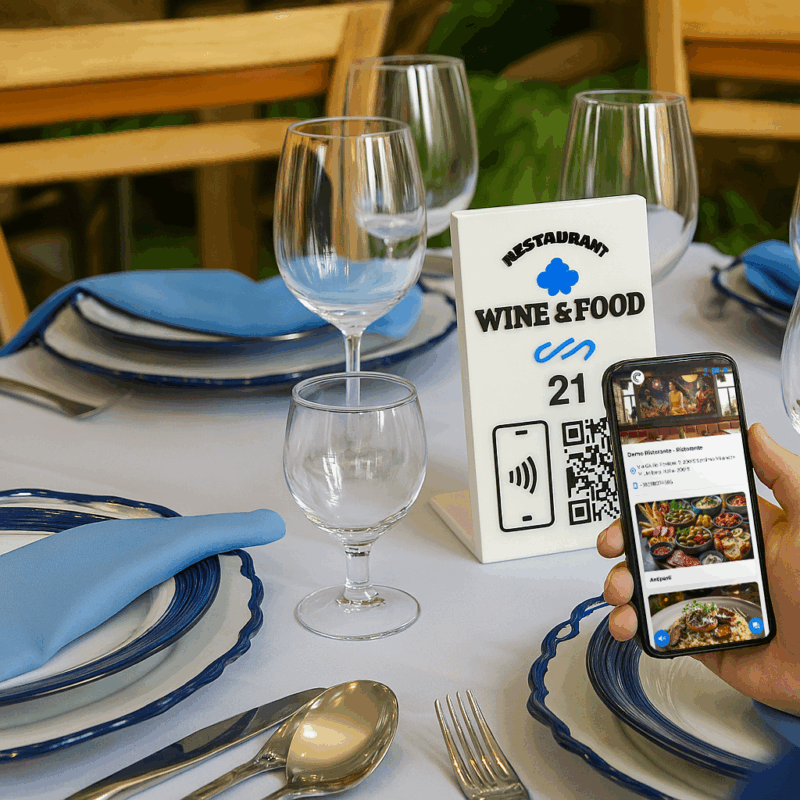 Crea il tuo Menù Online: porta il tuo locale nel futuro combinando supporti fisici di design con un menù digitale sempre aggiornato e interattivo: grazie agli Stand Menù e agli Stand 3D Menù di MyCards, offri ai tuoi clienti un’esperienza moderna, intuitiva e personalizzata, eliminando i limiti dei menù cartacei.